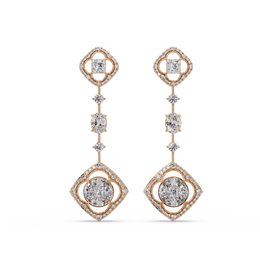 Quatrefoil Cushion Cascade Earrings - Origine Diamonds lab-grown diamond jewellery