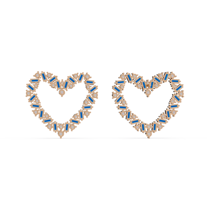 Sapphire Heart Frame Earrings