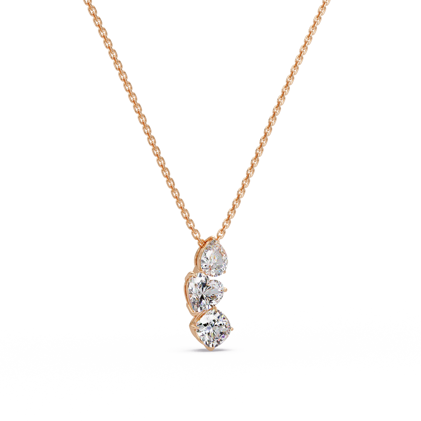 Graduated Trio Heart Chain Pendant