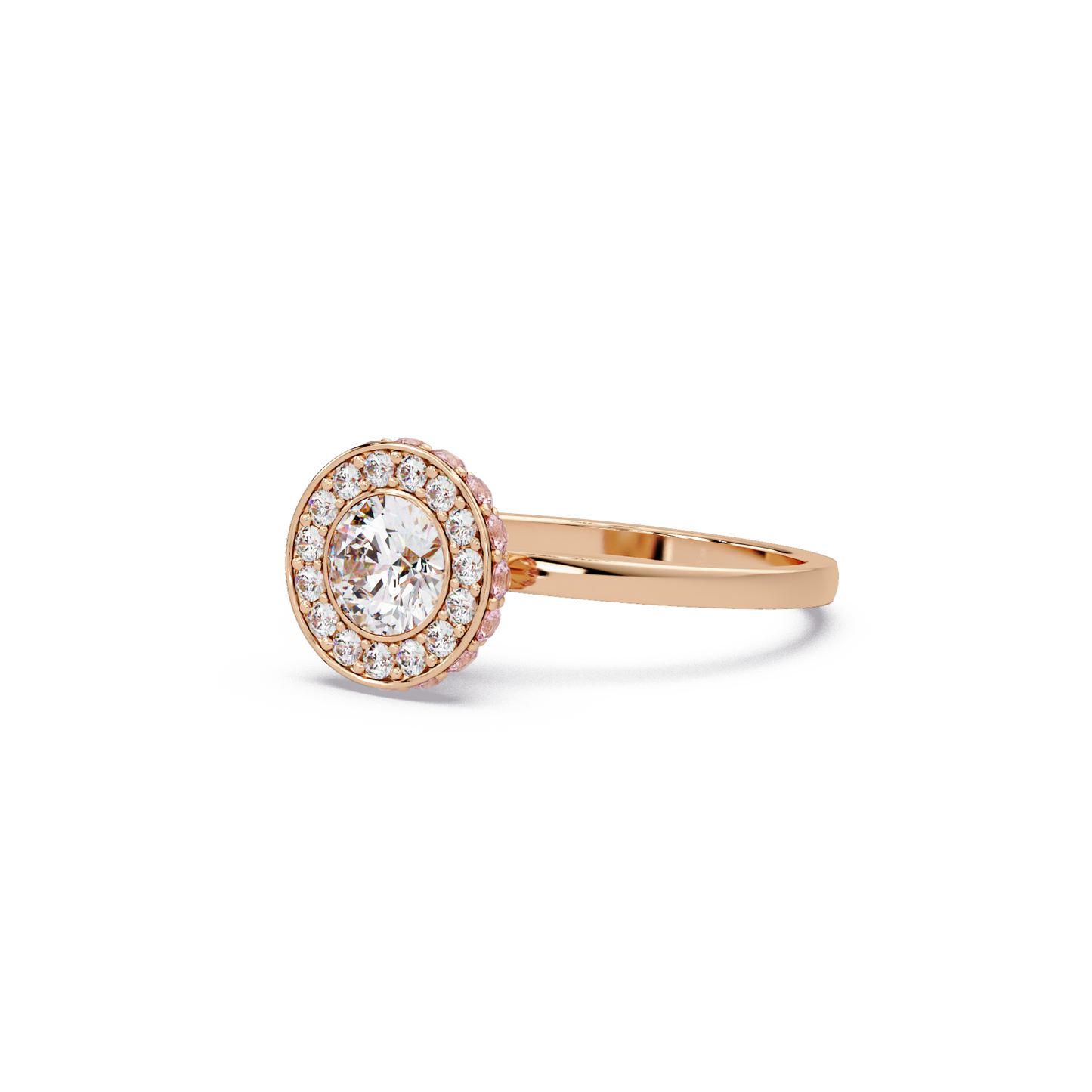 Encircled Round Halo Ring