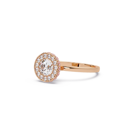 Encircled Round Halo Ring