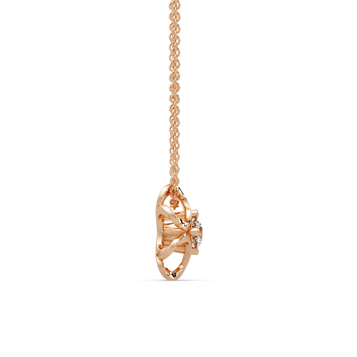 Ribbon Bloom Diamond Chain Pendant