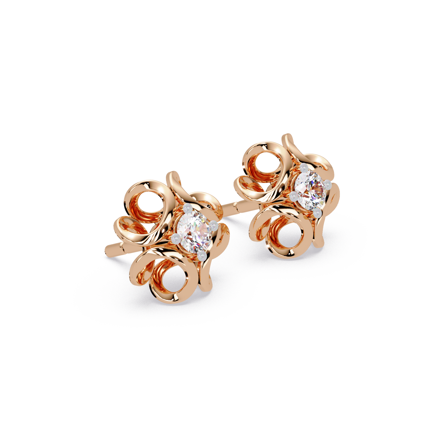 Ribbon Swirl Diamond Earrings