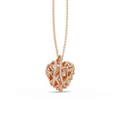 Woven Heart Lattice Chain Pendant