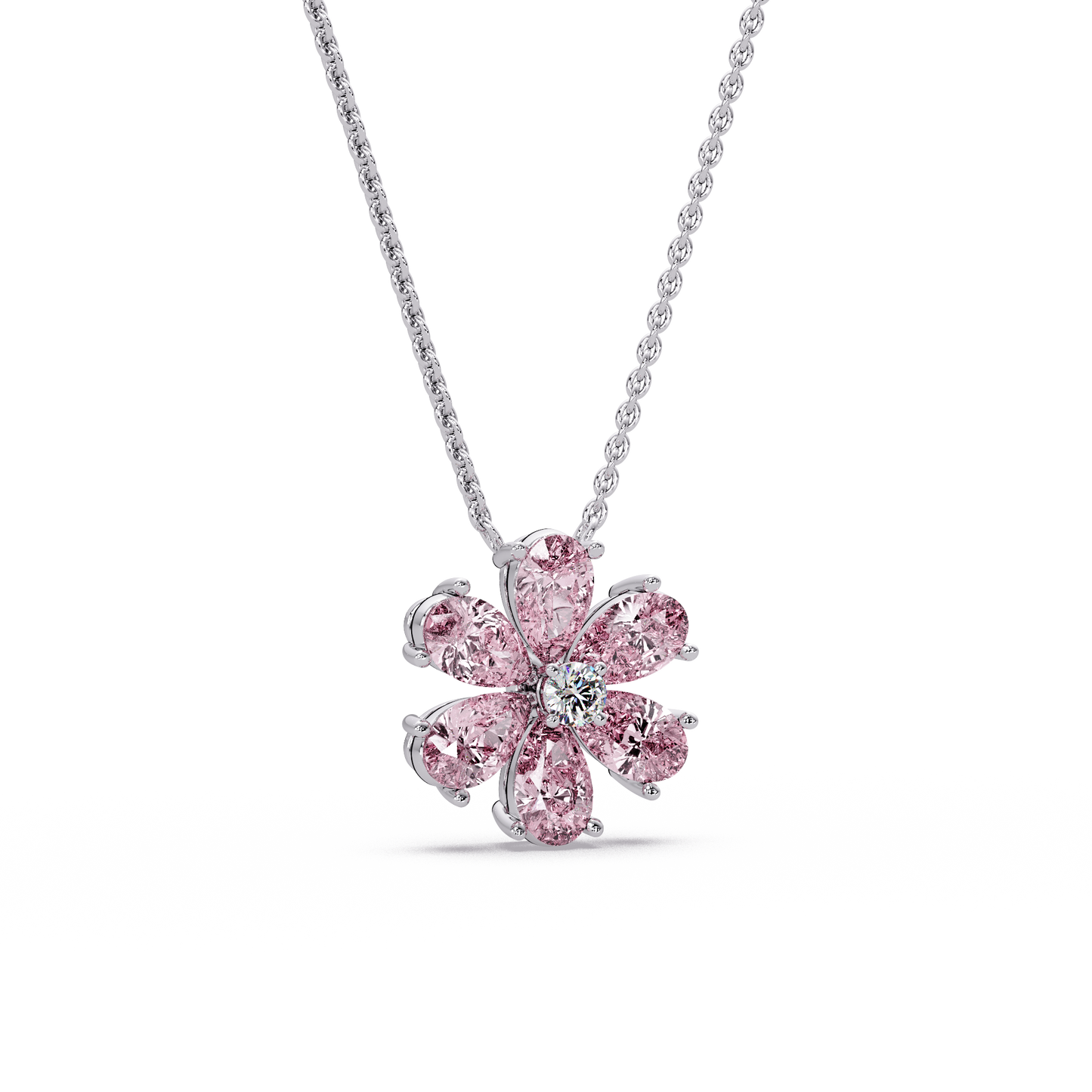 Pink Petal Flower Chain Pendant
