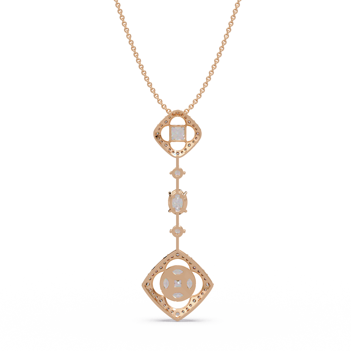 Quatrefoil Cushion Cascade Chain Pendant