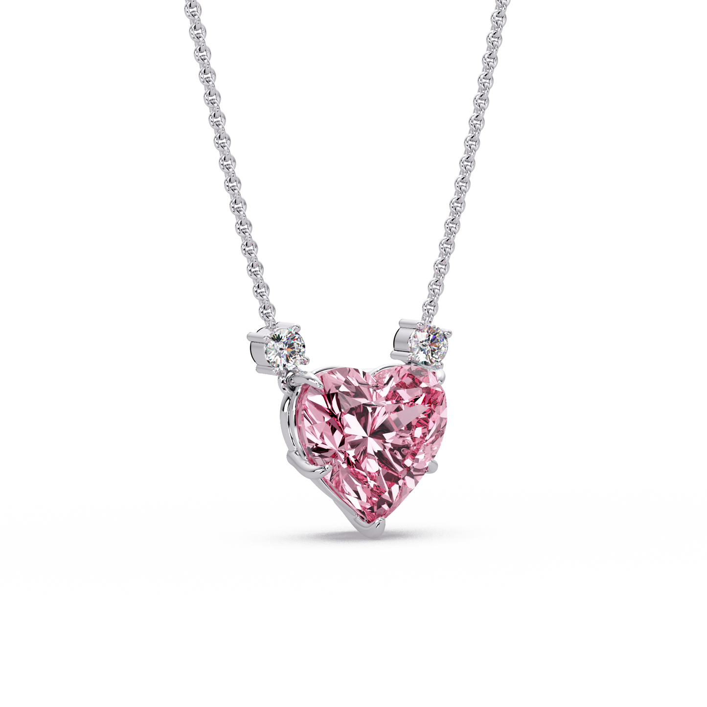 Pink Heart Halo Chain Pendant