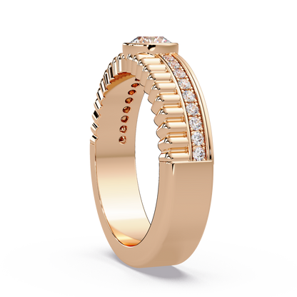 Fluted Halo Pave Ring