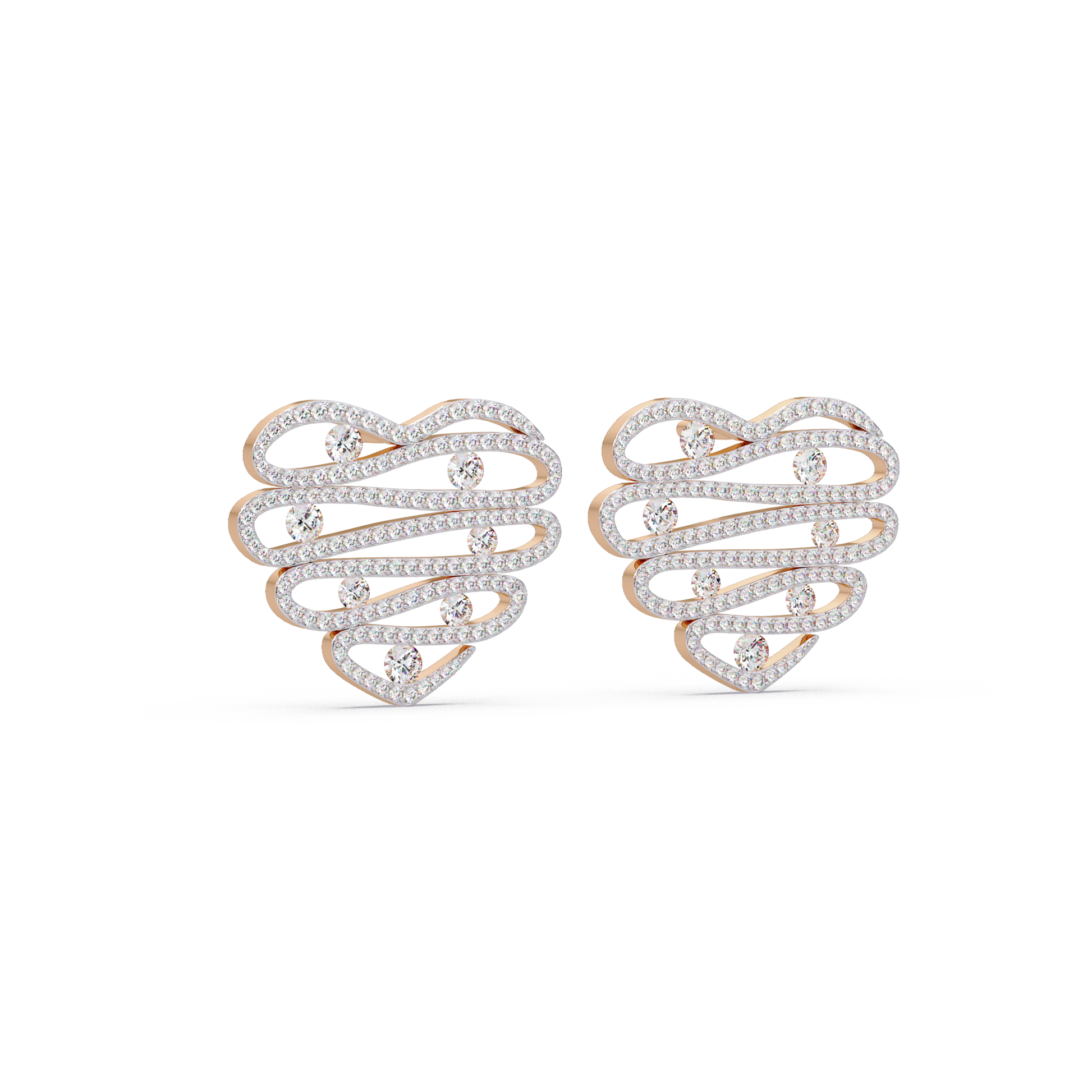 Cascade Heart Pave Earrings - Origine Diamonds lab-grown diamond jewellery