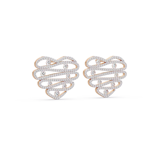Cascade Heart Pave Earrings - Origine Diamonds lab-grown diamond jewellery
