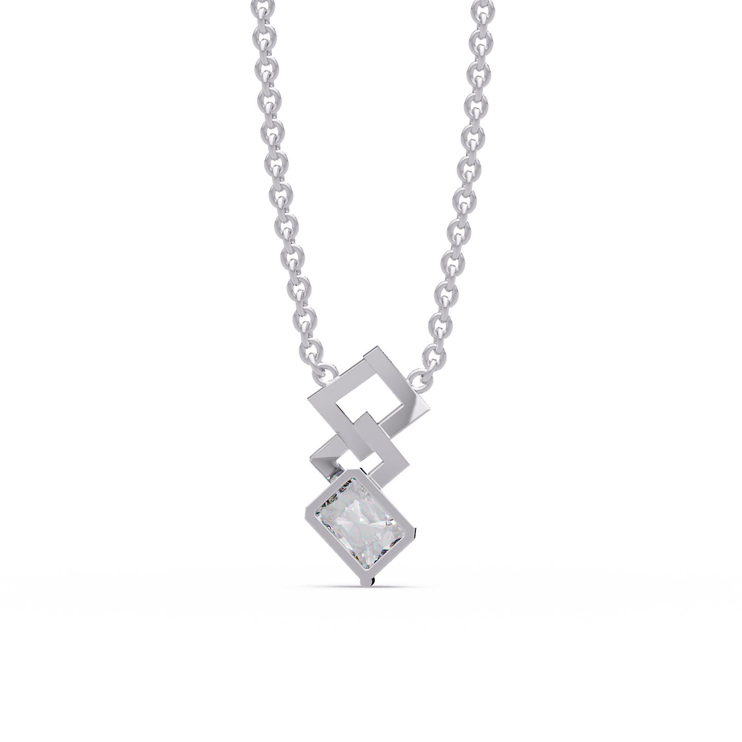 Interlaced Deco Geometry Chain Pendant
