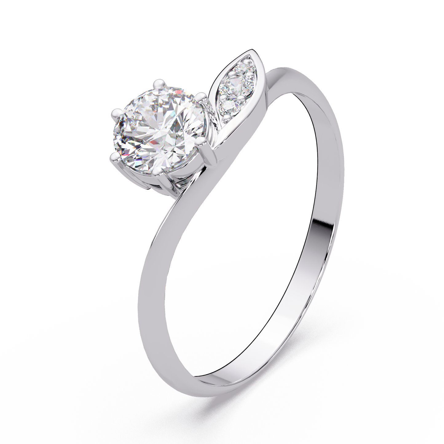 Solitaire Petal Accent Ring - Origine Diamonds lab-grown diamond jewellery