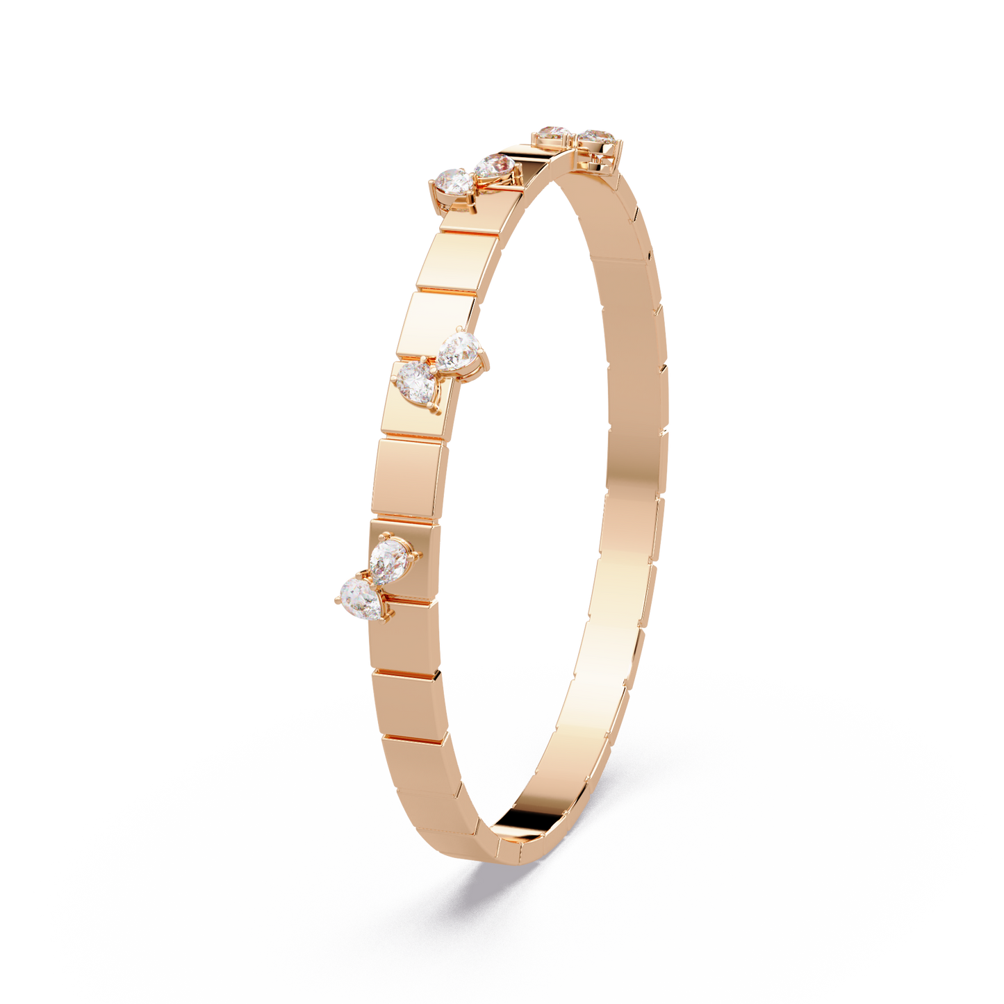 Ribbed Diamond Station Bangle