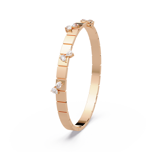Ribbed Diamond Station Bangle