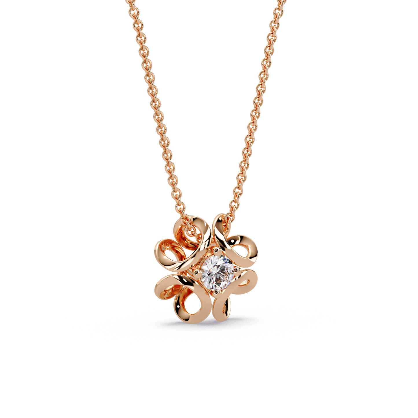 Ribbon Bloom Diamond Chain Pendant