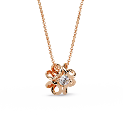 Ribbon Bloom Diamond Chain Pendant