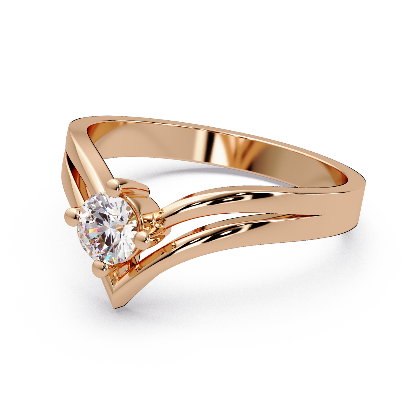 Chevron Peak Solitaire Ring