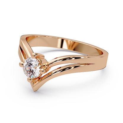 Chevron Peak Solitaire Ring