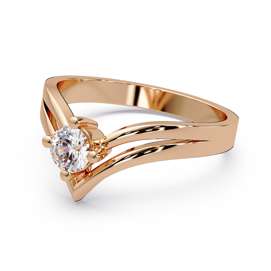 Chevron Peak Solitaire Ring