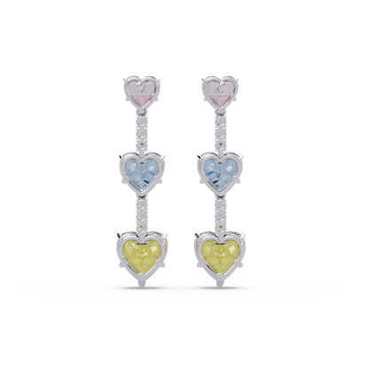 Triple Heart Cascade Earrings