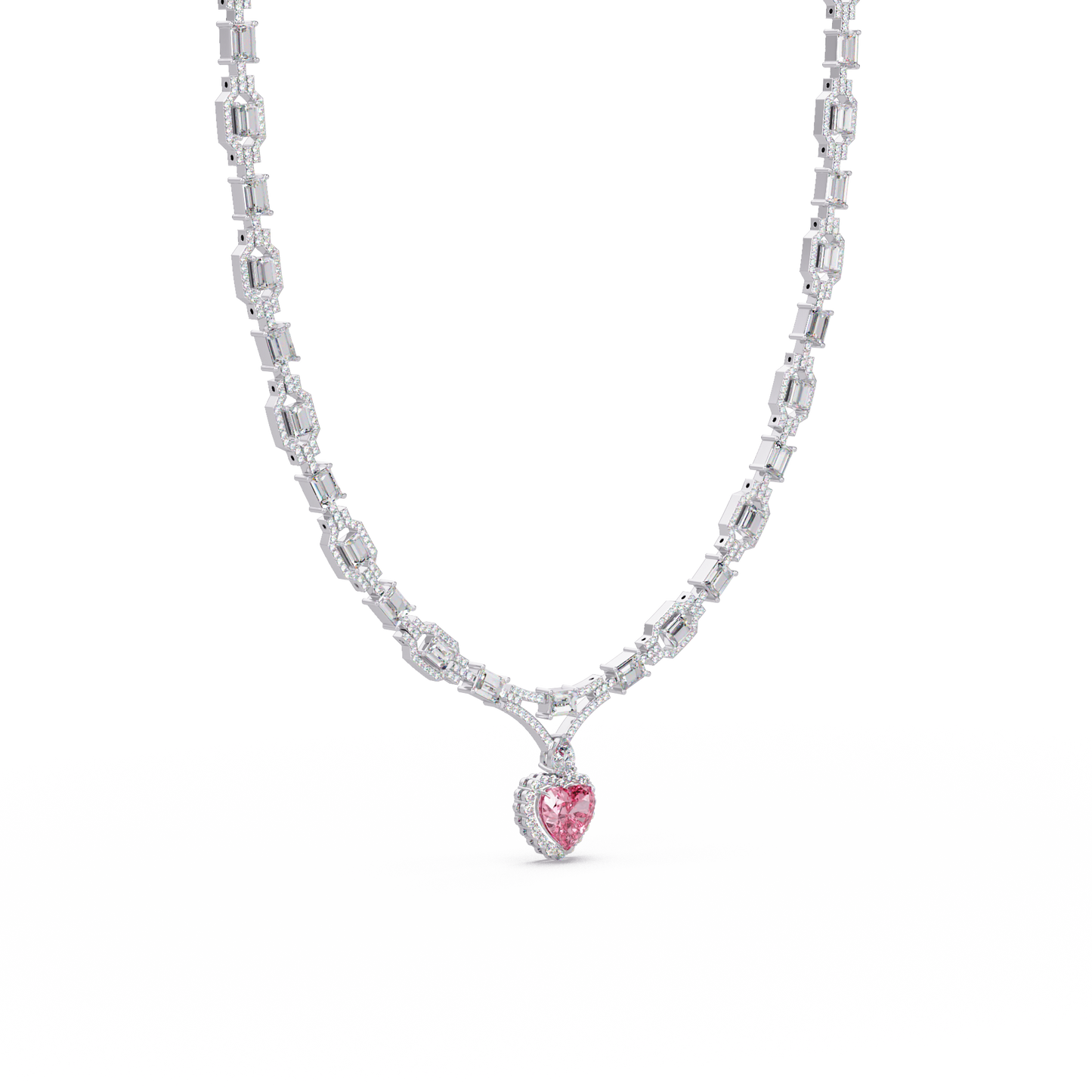 Deco Heart Diamond Necklace