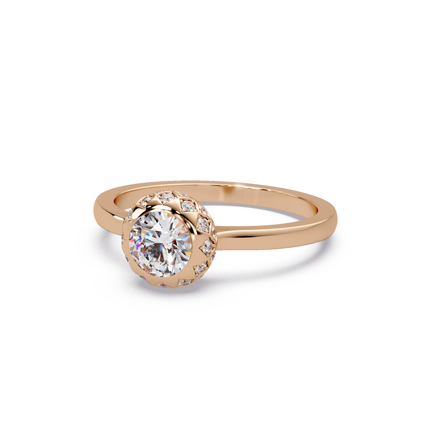 Rose Crown Solitaire Ring