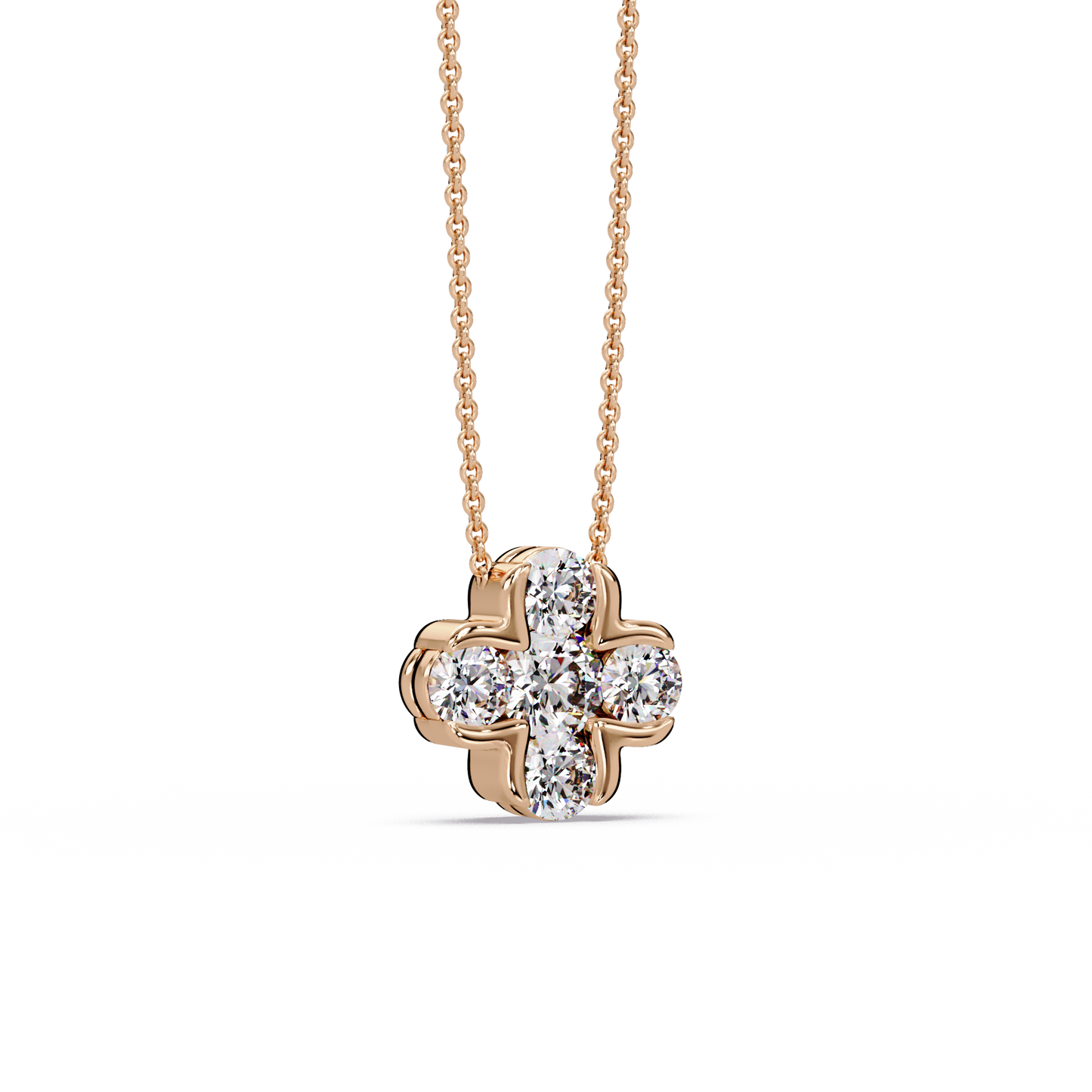 Blossoming Quatrefoil Petal Chain Pendant