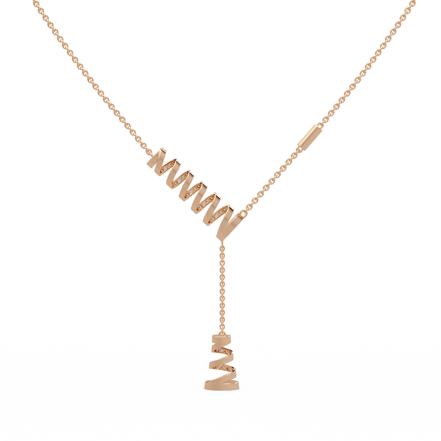 Twirling Ribbon Lariat Chain Pendant