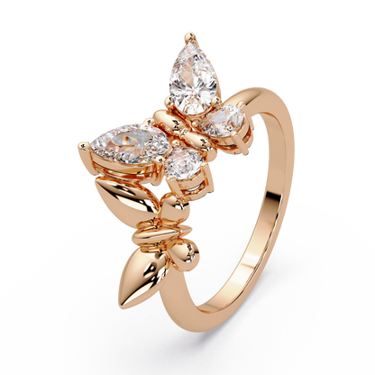 Butterfly Pear Diamond Ring
