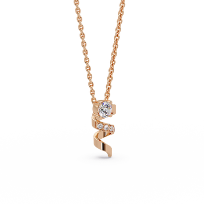 Spiralling Ribbon Solitaire Chain Pendant