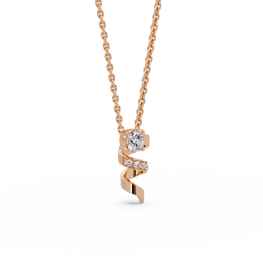 Spiralling Ribbon Solitaire Chain Pendant