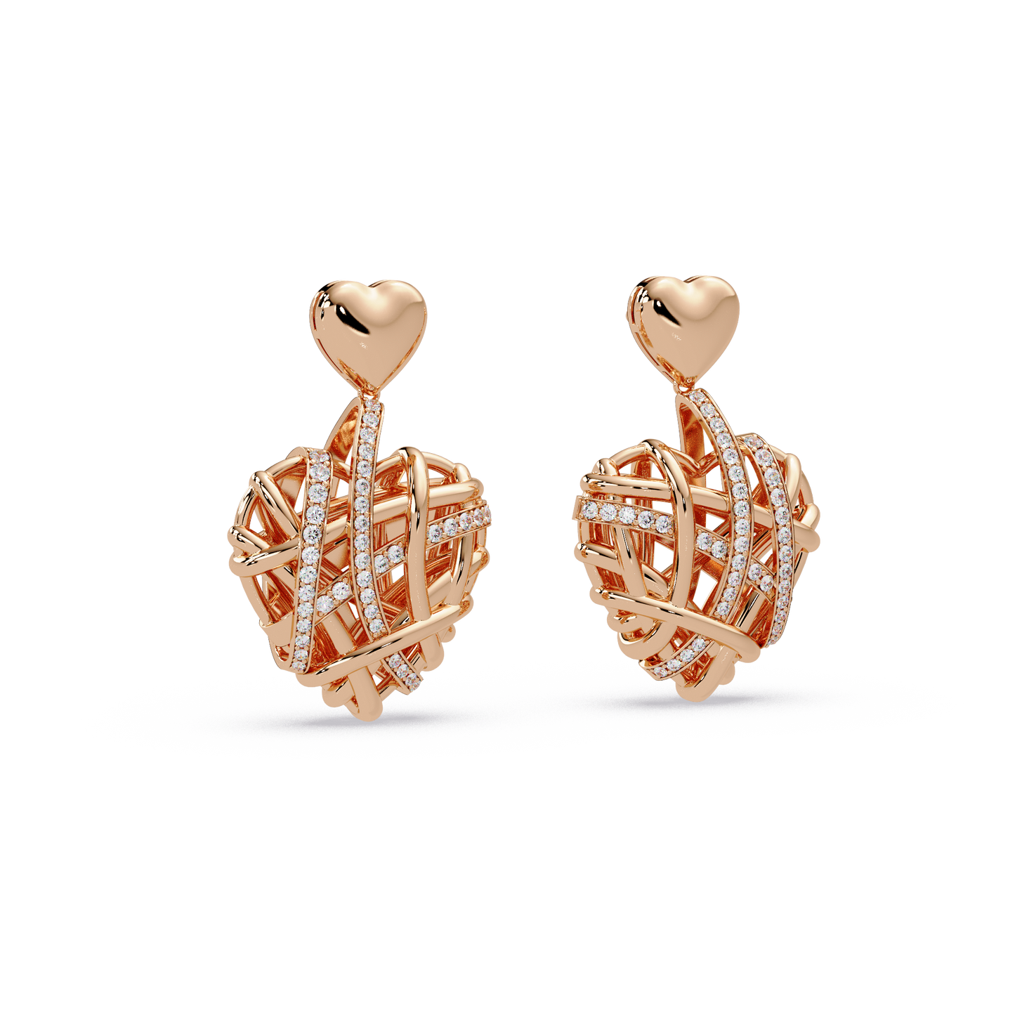 Woven Heart Cascade Earrings