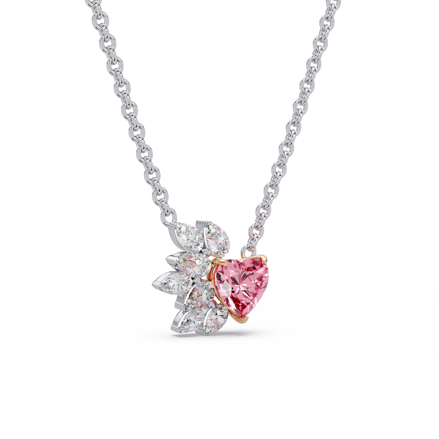 Blossoming Heart Diamond Chain Pendant