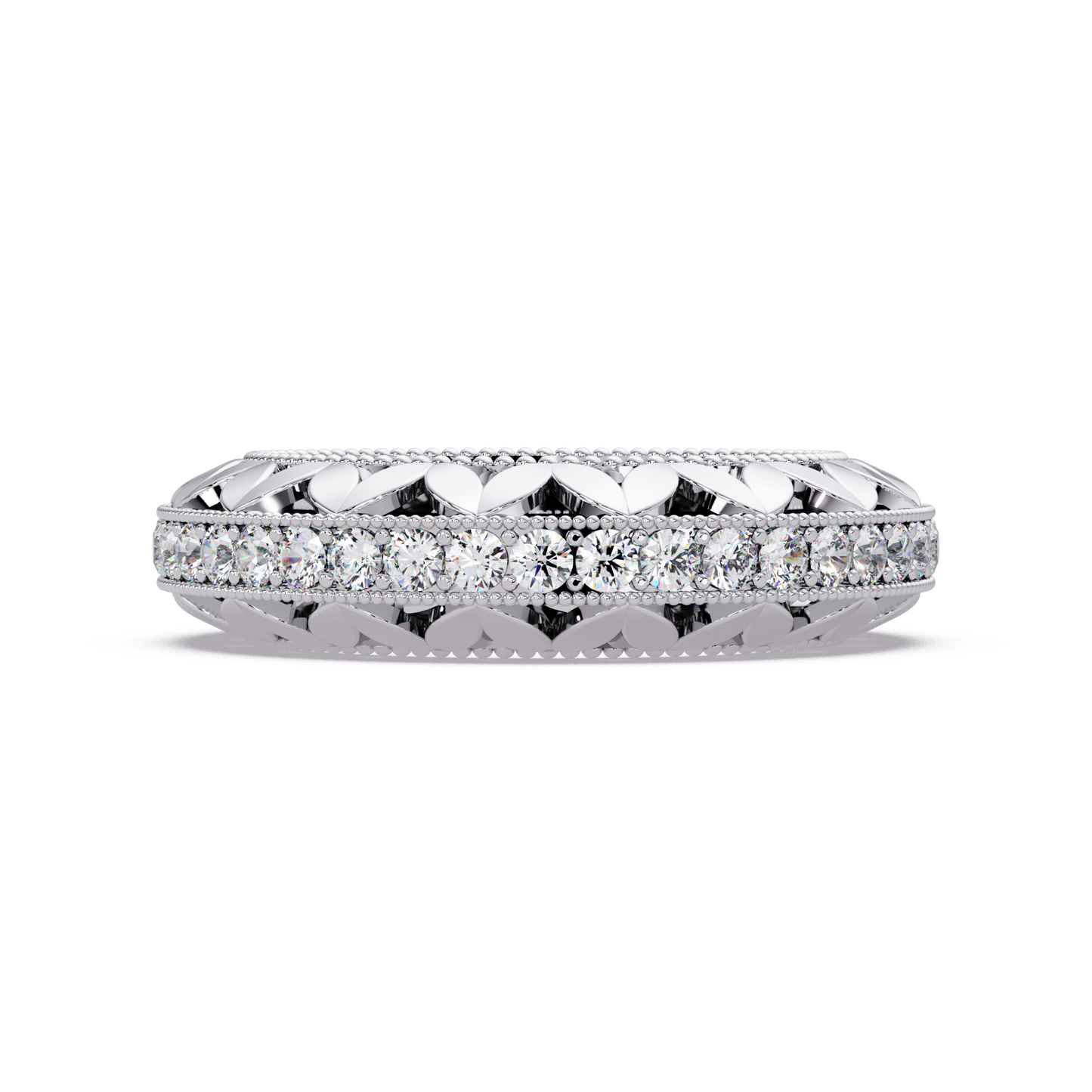 Milgrain Leaf Eternity Band