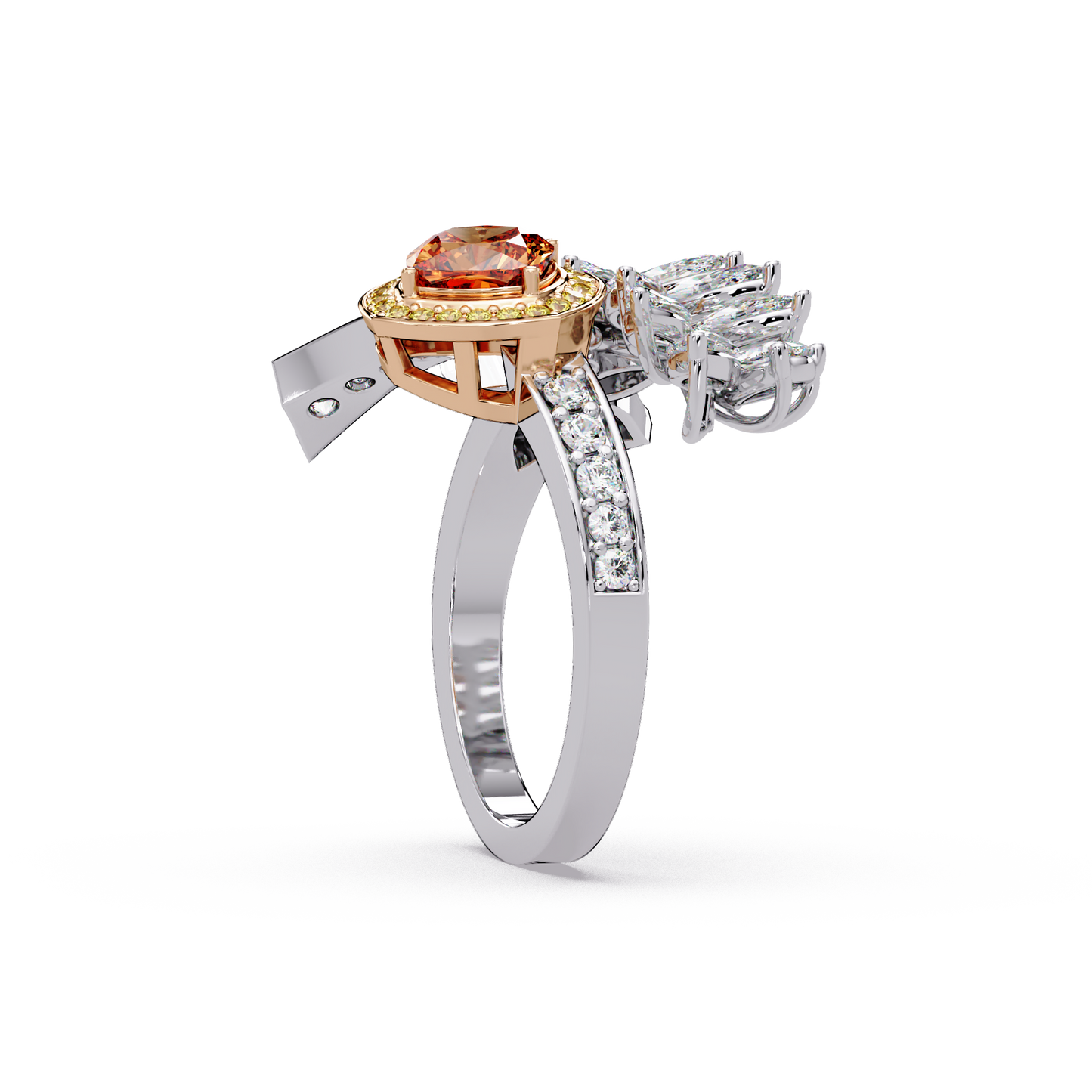 Amber Halo Vine Ring