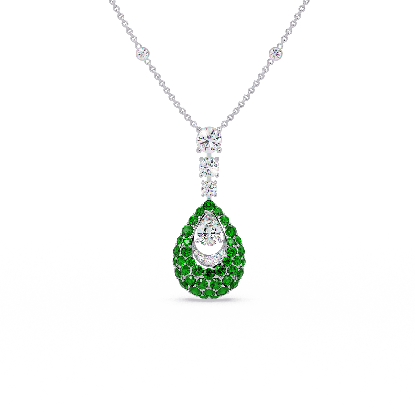 Dewdrop Pavé diamond Chain Pendant - Origine Diamonds lab-grown diamond jewellery