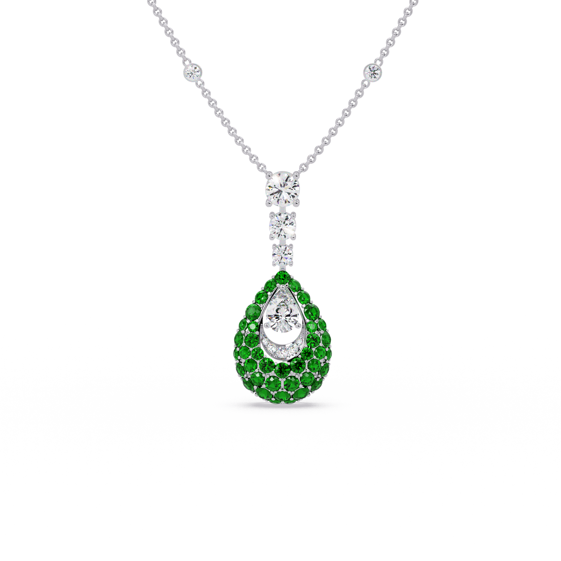 Dewdrop Pavé diamond Chain Pendant - Origine Diamonds lab-grown diamond jewellery