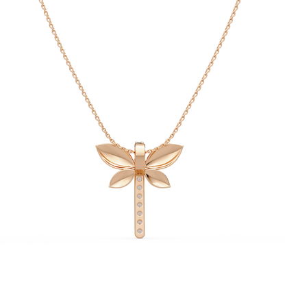 Pave Dragonfly Diamond Chain Pendant