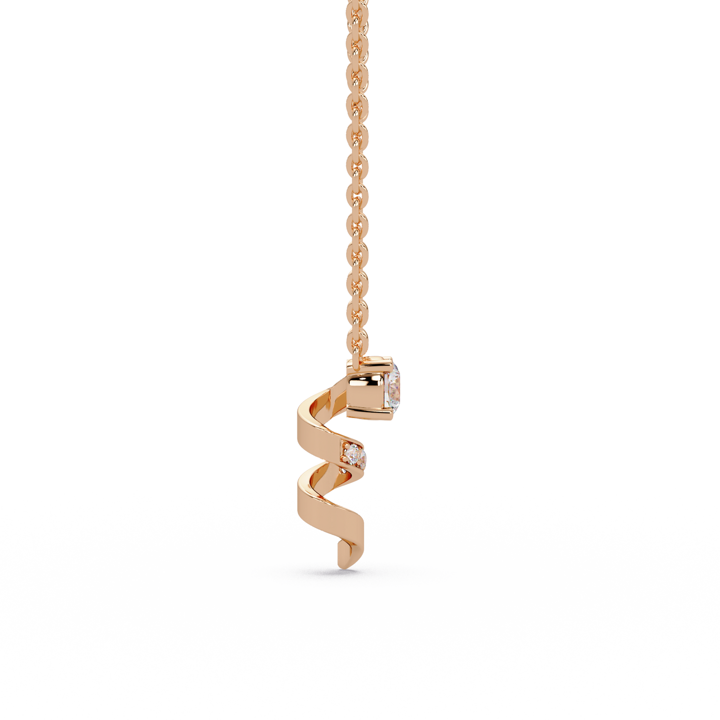 Spiralling Ribbon Solitaire Chain Pendant