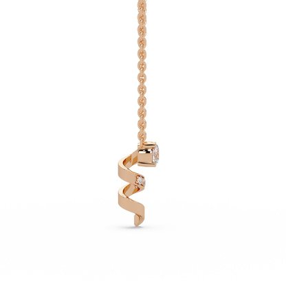 Spiralling Ribbon Solitaire Chain Pendant