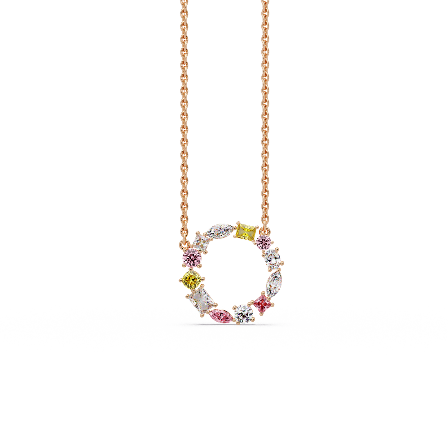 Carousel Mixed Stone Chain Pendant - Origine Diamonds lab-grown diamond jewellery
