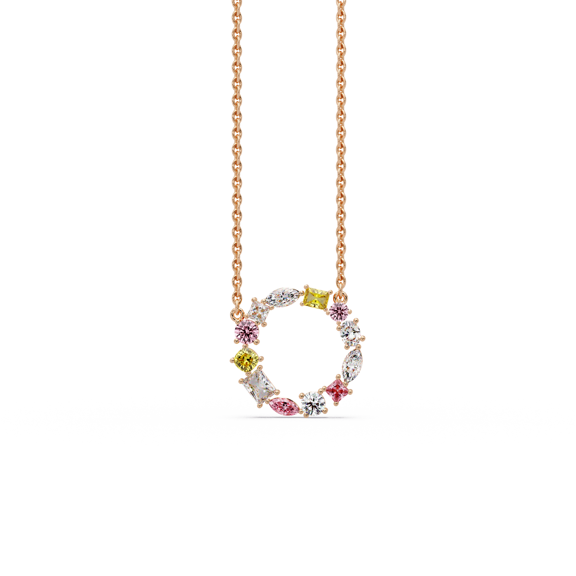 Carousel Mixed Stone Chain Pendant - Origine Diamonds lab-grown diamond jewellery