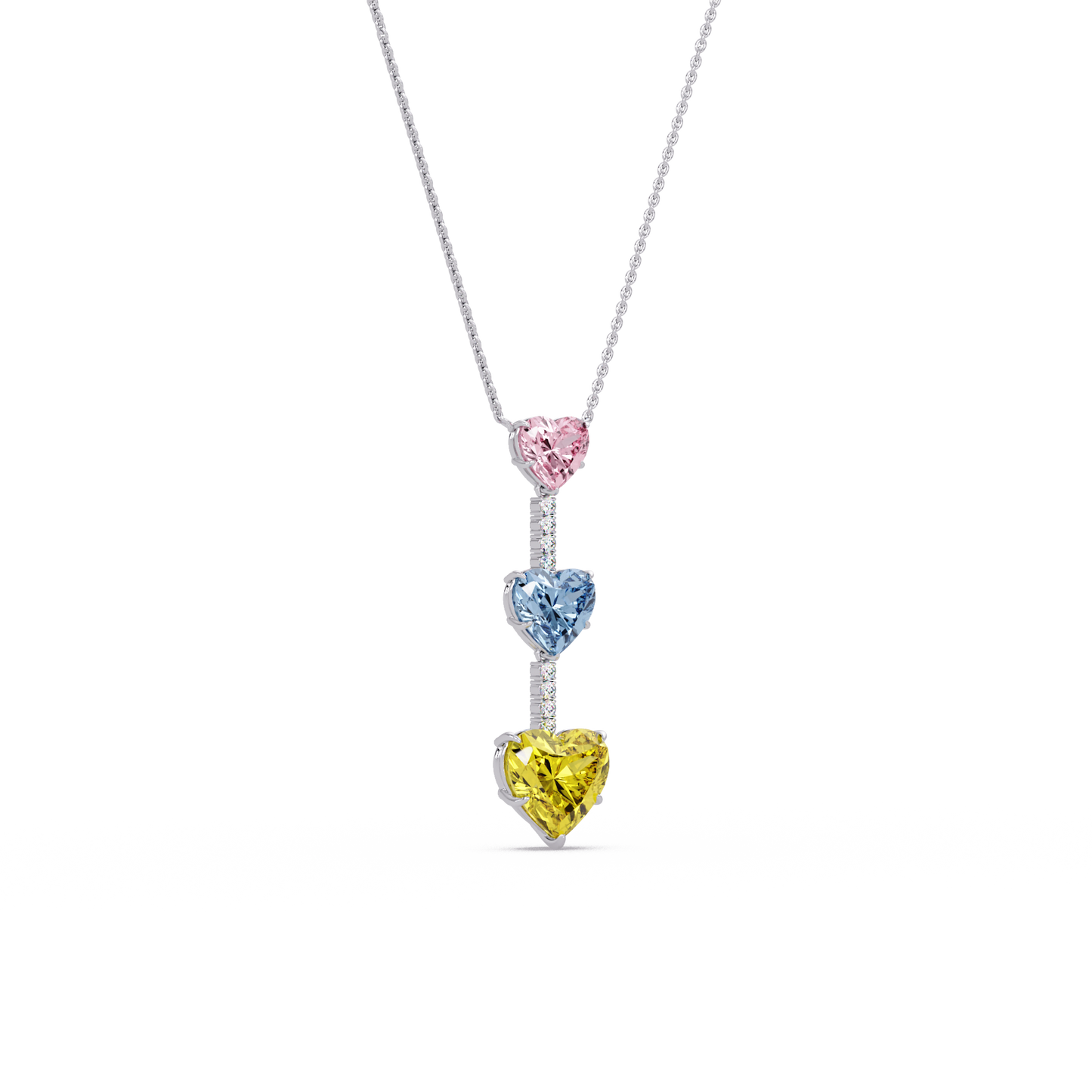 Triple Heart Drop Chain Pendant