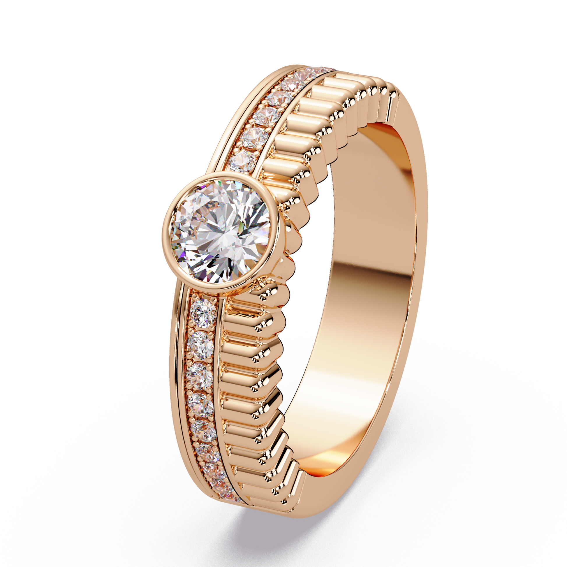 Fluted Halo Pave Ring - Origine Diamonds lab-grown diamond jewellery