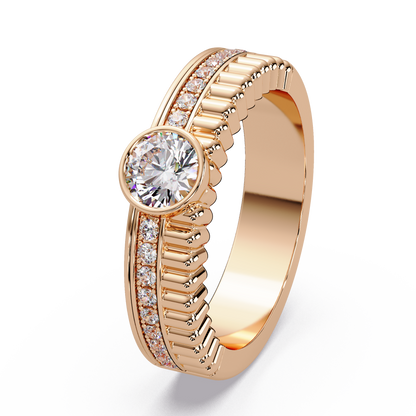 Fluted Halo Pave Ring - Origine Diamonds lab-grown diamond jewellery