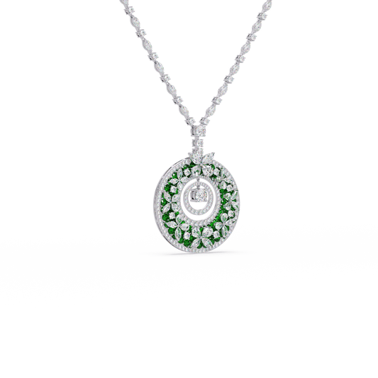 Celestial Wheel Mosaic Chain Pendant