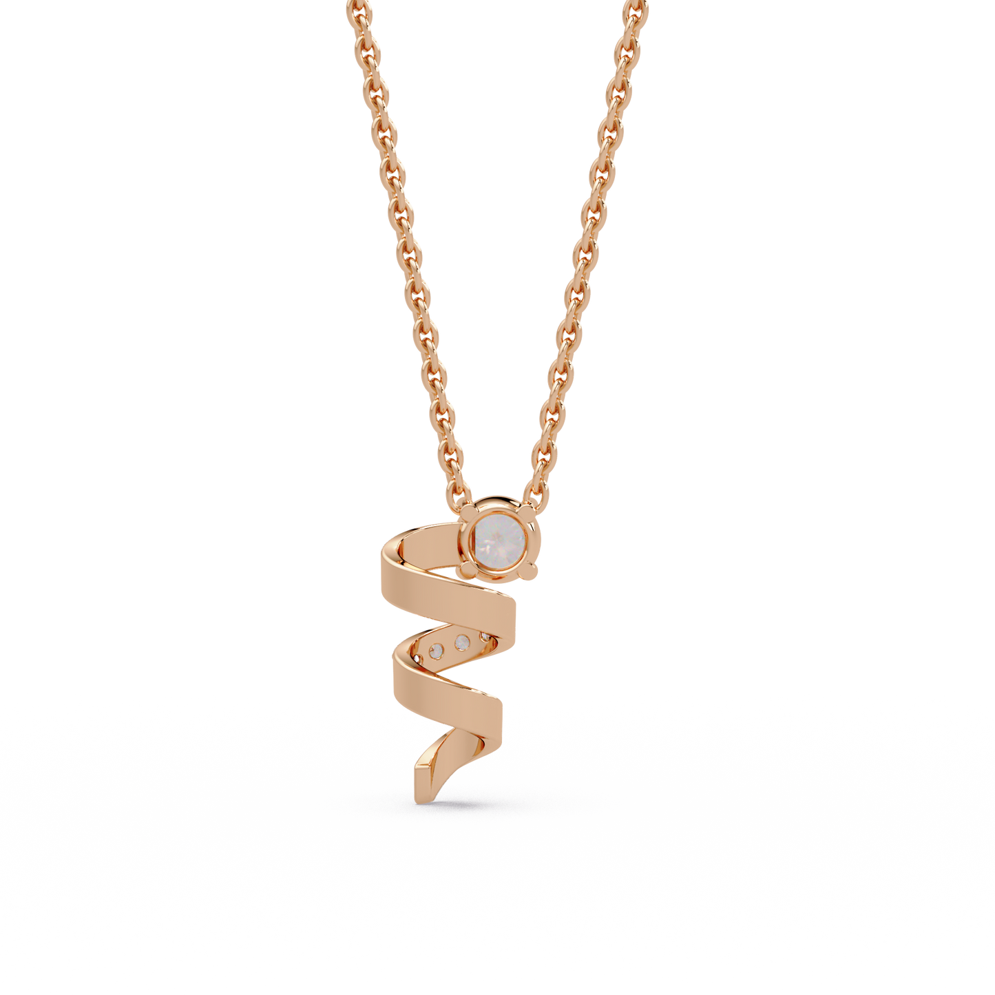 Spiralling Ribbon Solitaire Chain Pendant