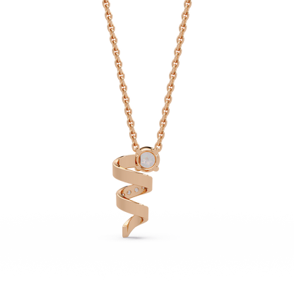 Spiralling Ribbon Solitaire Chain Pendant