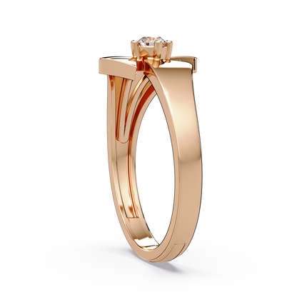 Folded Angular Solitaire Ring