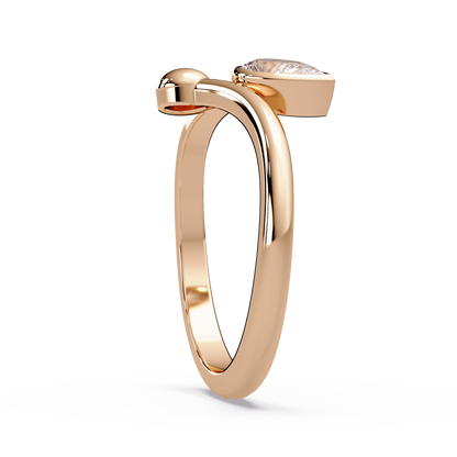 Bezelled Pear Solitaire Ring